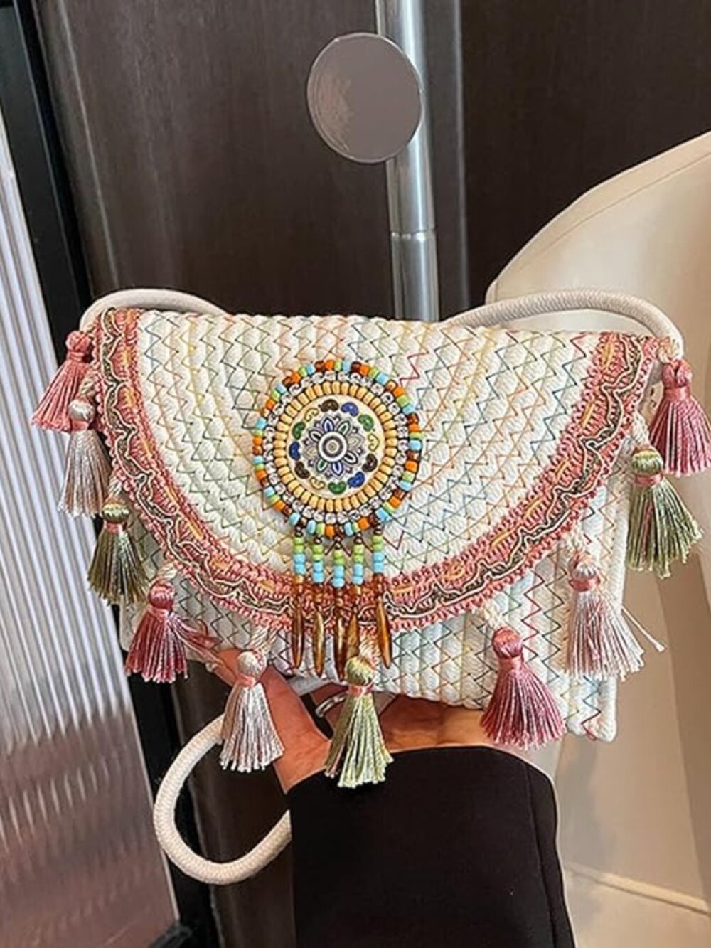 Bohemian Knitted Envelope Purse - Picture 3 of 6